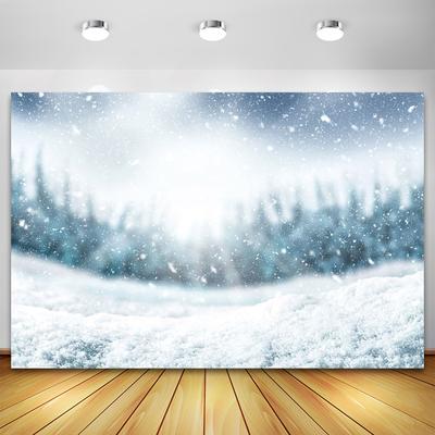 Winter Wonderland Snow Forest Mountain Natural Landscape Christmas Backdrop Kid Portrait Photography Background Photo Studio