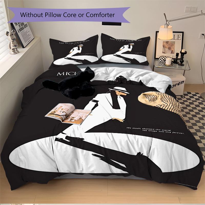 3pcs bedding set Michael Jackson Includes 1 Comforter + 2 Pillowcases, Without Pillow Inserts, Soft Comfortable, Lightweight Breathable, Pri