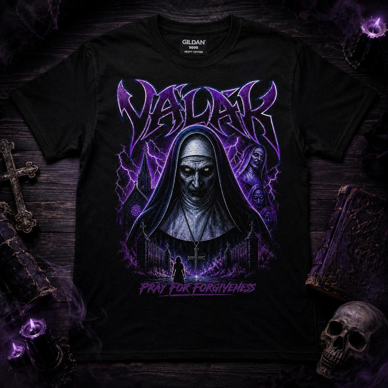 Valak Demonic Nun Horror Graphic Tee | Gothic Distressed Unisex Shirt S