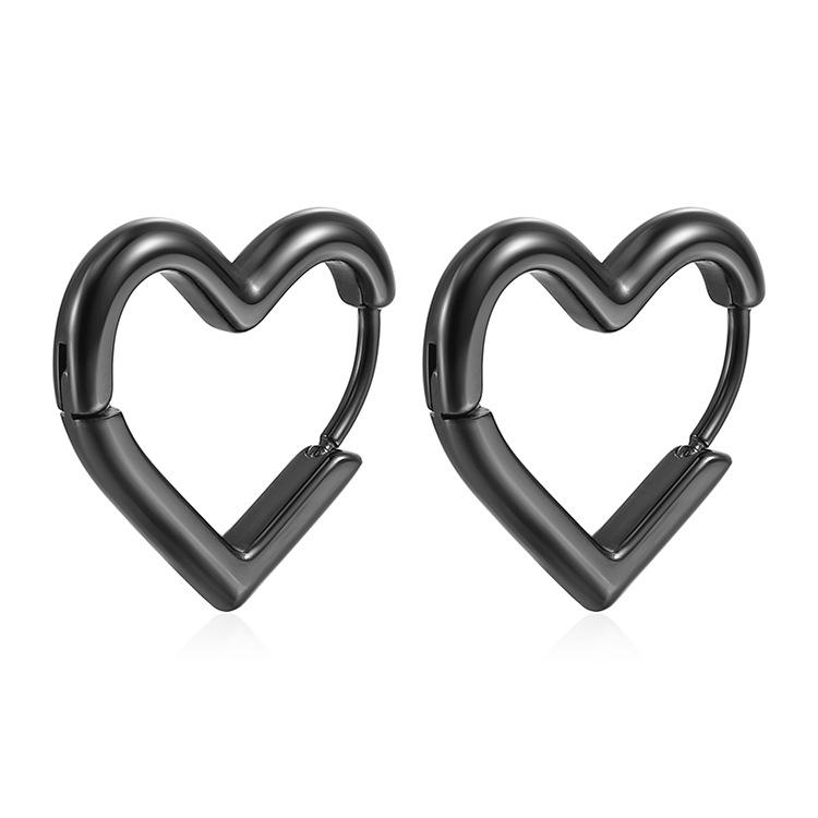 Korean Version of Small Love Titanium Steel Earrings Niche High-end Peach Heart Ear Buckle Simple Design Personalized Versatile Accessories