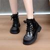 Ankle Boots Women New Winter Round Toe Lace-up Short Boots Women's Platform Heightening Designer Knight Boots Women Shoes