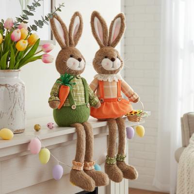 Osterhase Dekoration Stoff Basteln Niedliche Hasenfigur für Regal Kaminsims Frühling Hausdekoration Tischmittelstück Schmuck