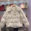 Down Jacket Women's Knitted Large Lapel Collar Short Winter Design Retro Double Button White Duck Down Thickened Coat