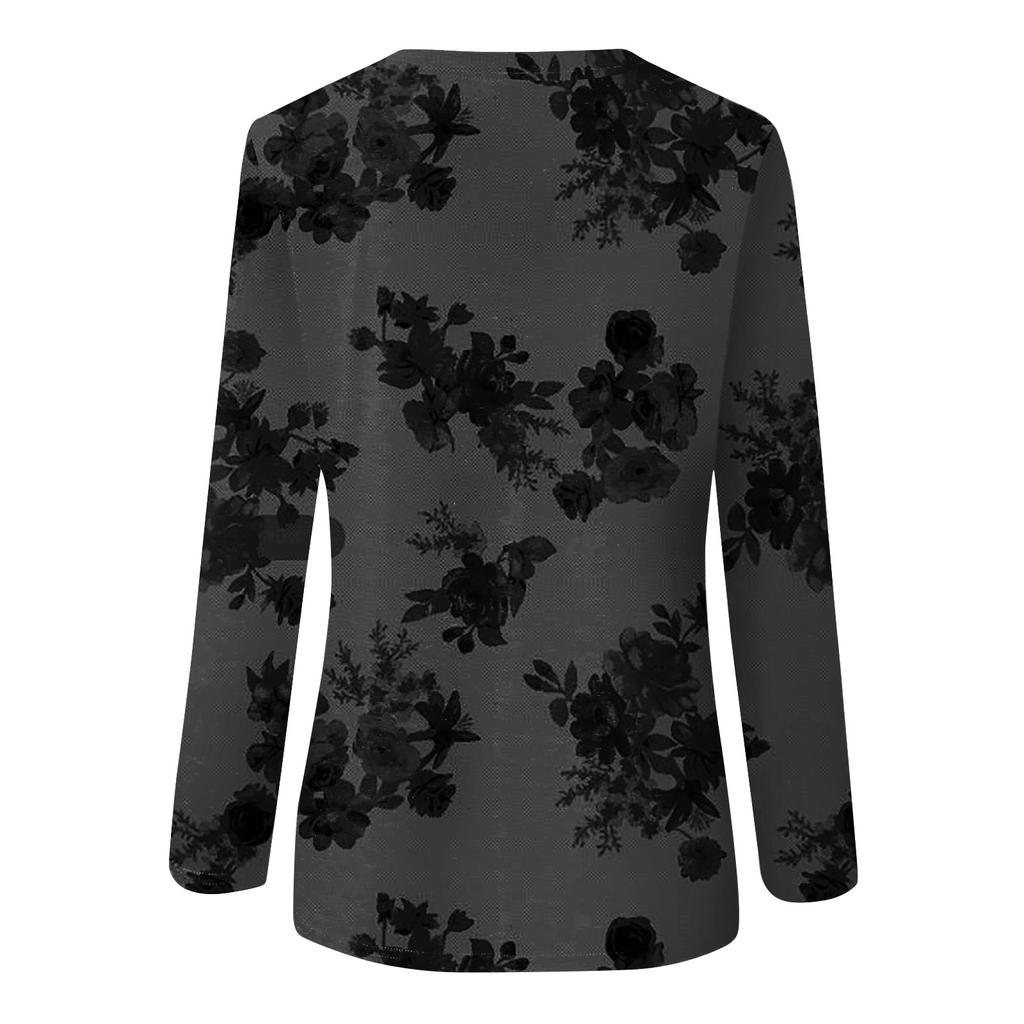 Women's Fashion Daily Versatile Casual O-Neck Long Sleeve Printed Top