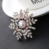 Simple Imitation Crystal Snowflake Brooch, Feminine Pearl Brooch with A Niche Design Sense