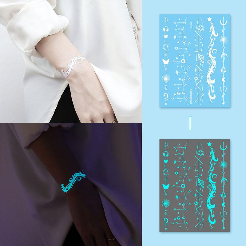 Glow In Dark Temporary Tattoo Stickers Temporary Waterproof Long Lasting Tattoos Stickers