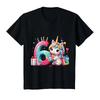 Children's Number 6 Years Girls Unicorn 6th Birthday T Shirt Black Versatile Casual Soft Comfo