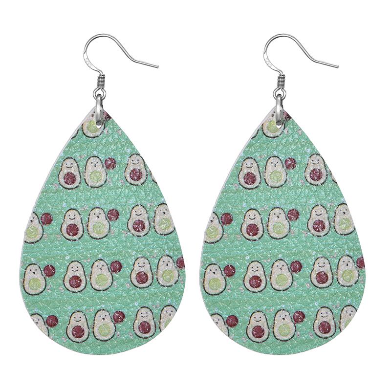 Summer Fashion Lightweight Faux Leather Earrings for Women Fruit Leaf Beach Teardrop Drop Dangle Earrings Jewelry Gift Wholesale