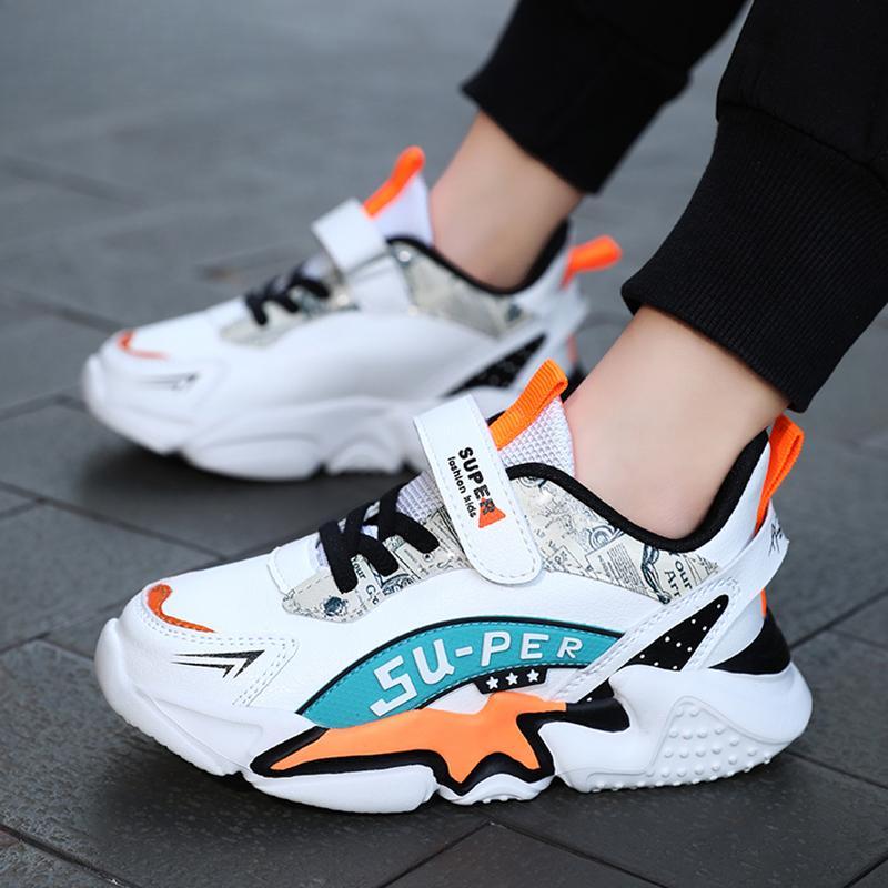 Sport Kinder Sneaker Jungen Freizeitschuhe für 5-16 Jahre alte Kinder Tennis Leder Rutschfest Mode Laufschuhe