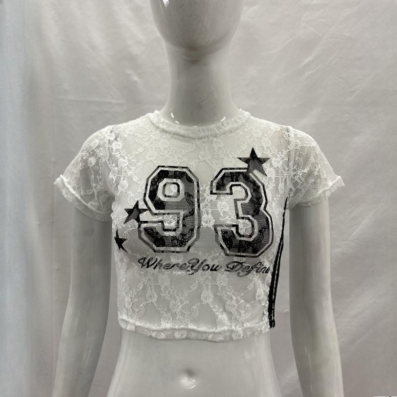 Summer Pure Desire Spicy Girl Lace Splicing Hollow Slimming Top S