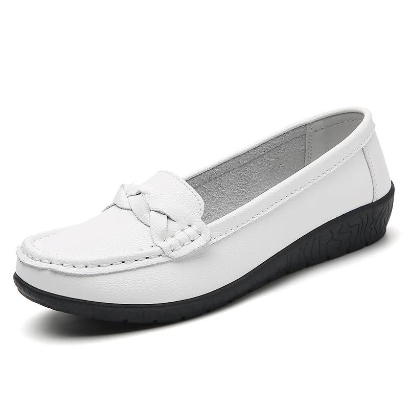 Women Flats Wedge Leather Fashion Comfortable Shoes Women Slip On Nurse Shoes Moccasins Outdoor Plus Size Tenis Feminino
