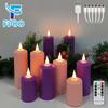 FPOO-Rechargeable LED Candles by USB, Flickering Flame, Waterproof, Wedding Candles, Christmas Decorative, Purple,Tealight Timer