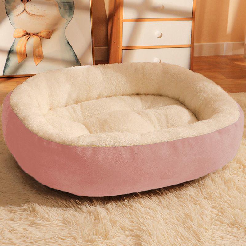 Cozy Oval Pet Bed for Medium-Large Dogs & Cats, Warm Winter Mat, All-Season Comfort.