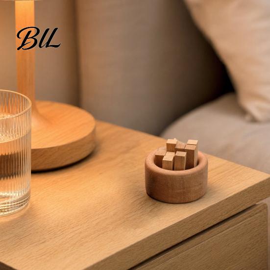 No Electricity Oil Diffuser Wooden Essential Diffuser, Beech Wood Aromatherapy Small Round for Home Offices Cars Yoga Rooms Slow Release