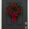 Christmas Decorations, Red Hagrid, Bow, Christmas Wreath, Courtyard Decoration, Red, Mock Berries, Vineyard Door Hanging
