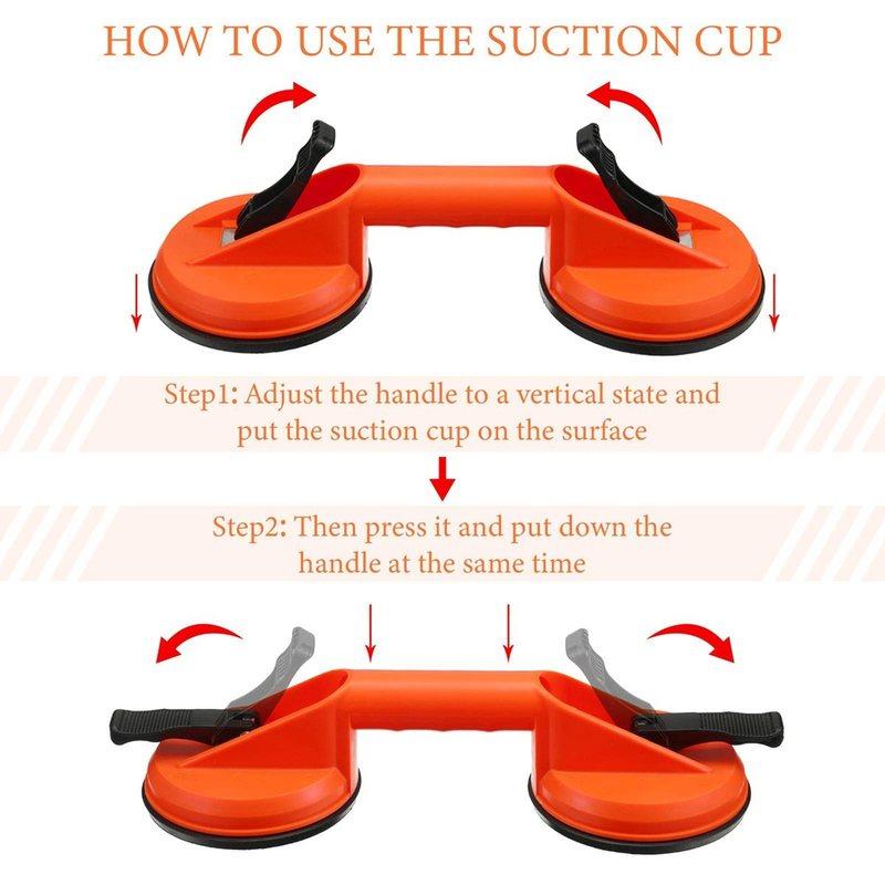 ABFW Handle Dual Suction Glass Suction Cups Dent Puller Handle Lifter Car Puller Removers for Lifting Glass Dent Repair Tool