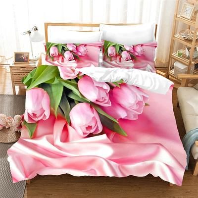 Fleur Tulipe Élégant Floral Housse de Couette 3d pour Femmes Cadeaux Luxe Fête des Mères Cadeaux Chaleureux pour Décoration de Chambre Taille Queen King