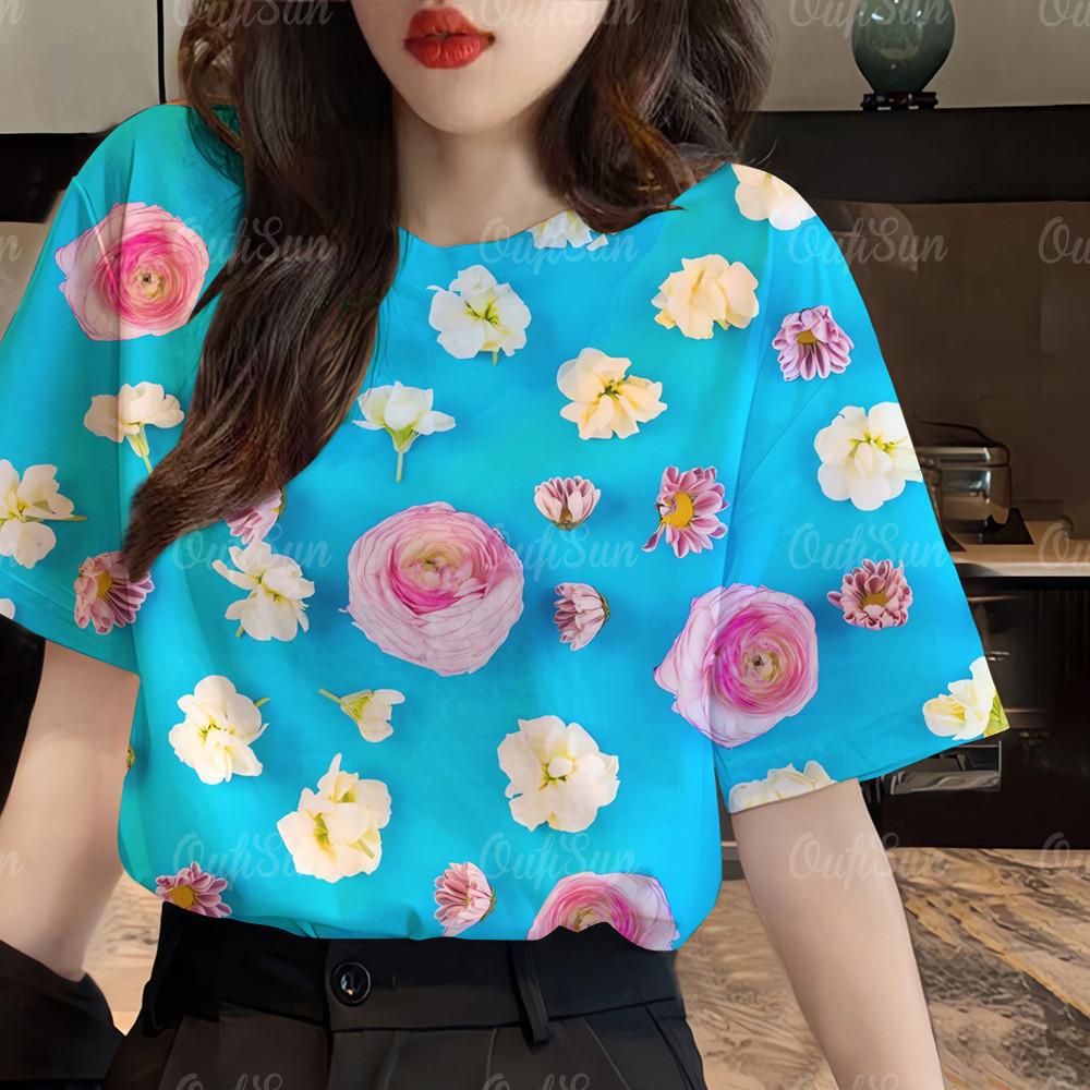 Camiseta 3D printed women's T-shirt, Korean clothing, short sleeved shirt