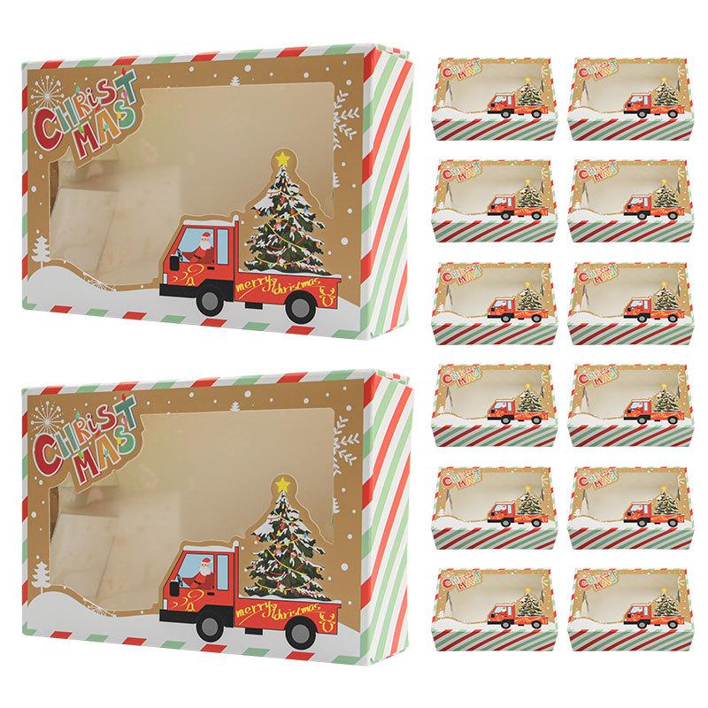 Christmas White Card Window Opening Cookie Box, Christmas Window Opening Pvc Integrated Discount-Free Gift Packaging Carton