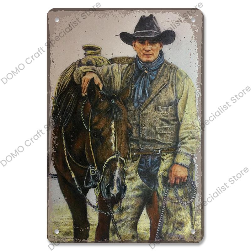 Western Cowboys Vintage Poster Metal Tin Signs Lone Ranger Horse Retro Metal Plate Wall Decor for Jockey Club Pub Man Cave