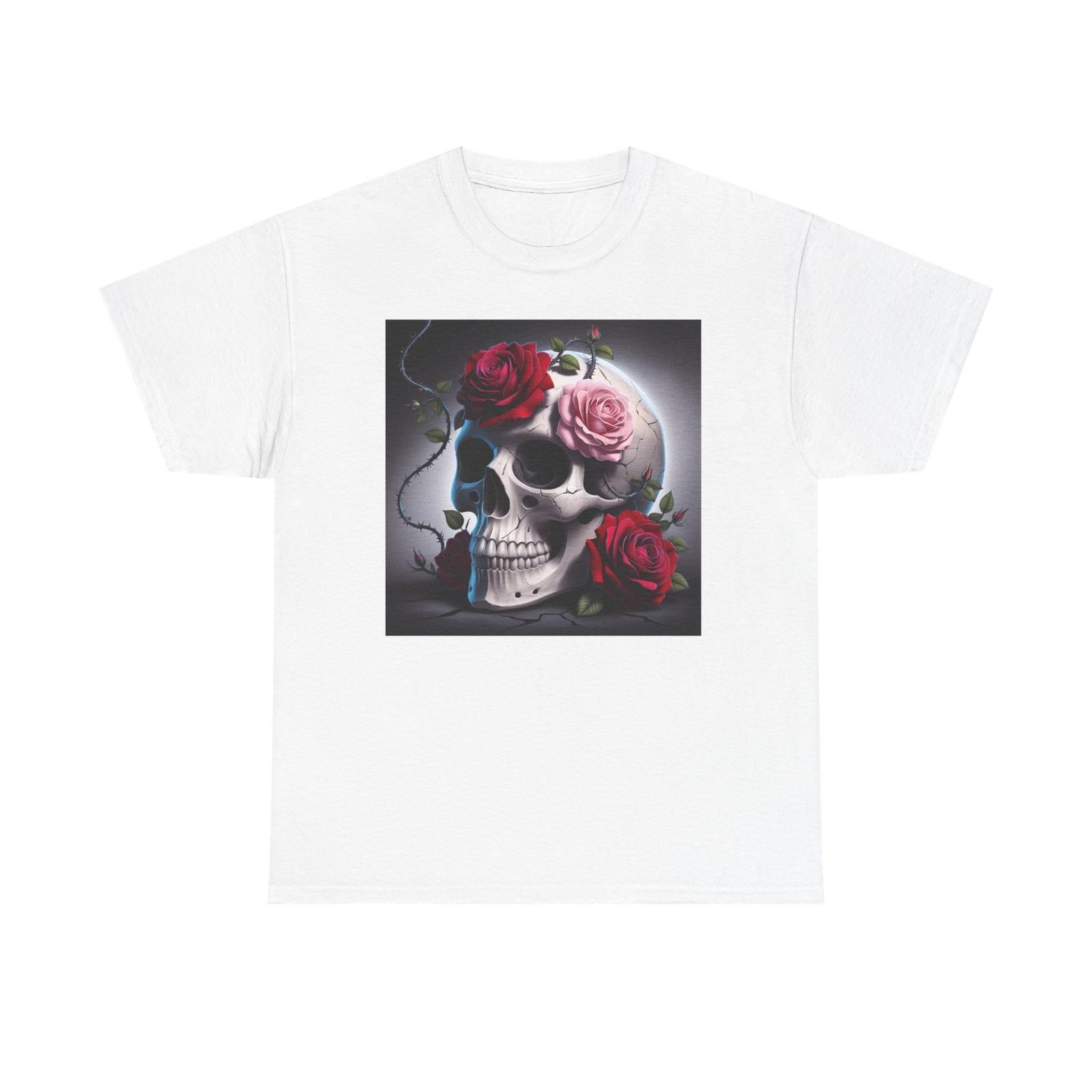 Skull with roses skull tee S