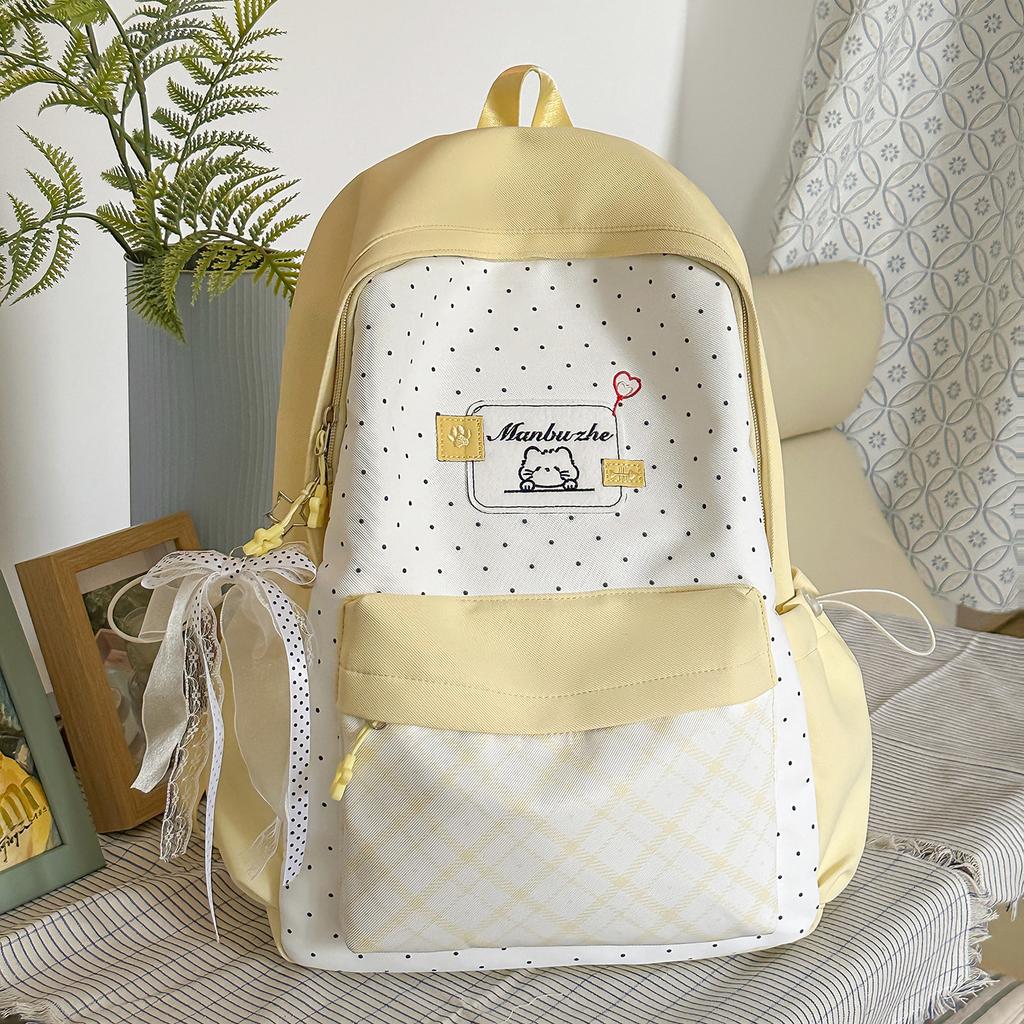 Schoolbag New Cute Cat Backpack Female Elementary School Bag Large Capacity Simple Commuter Backpack Junior High School Student
