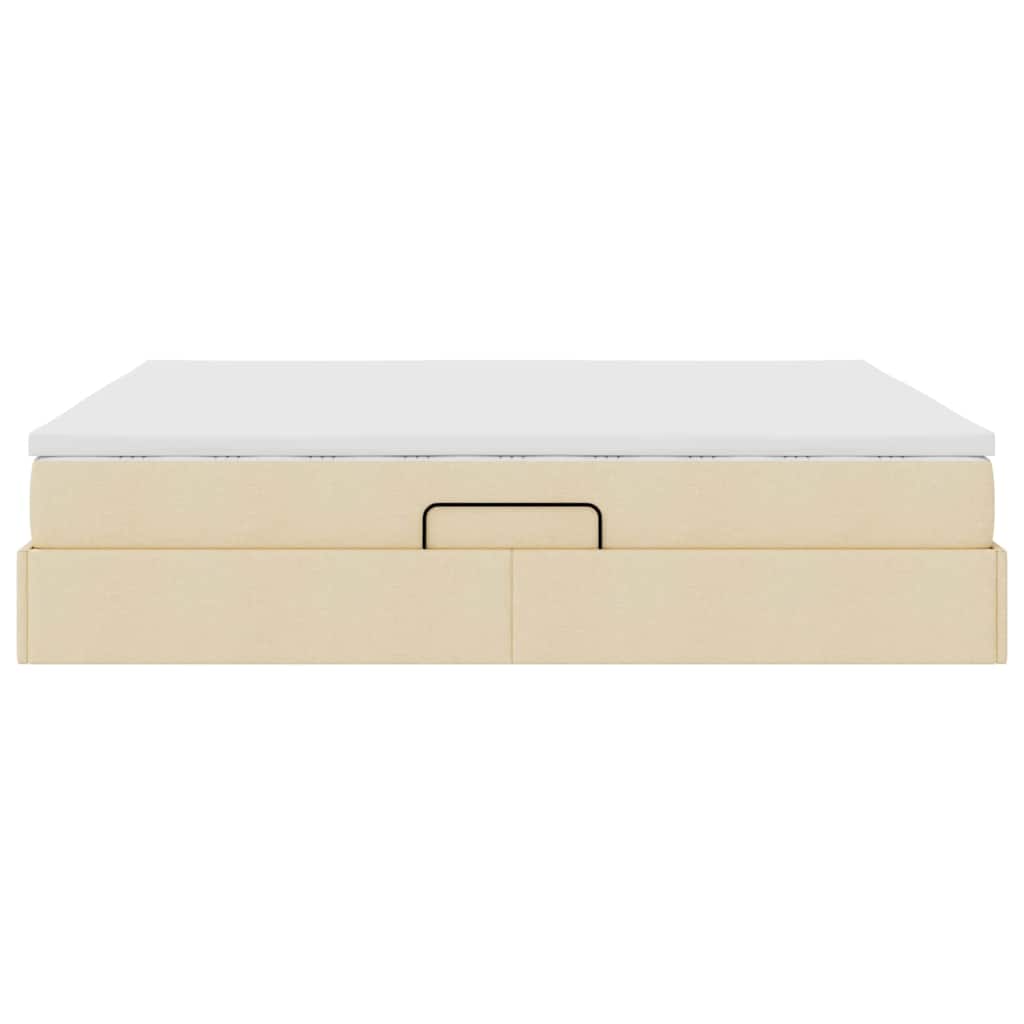 Storage Bed with Mattress Cream 160 X 200 Cm Polyester