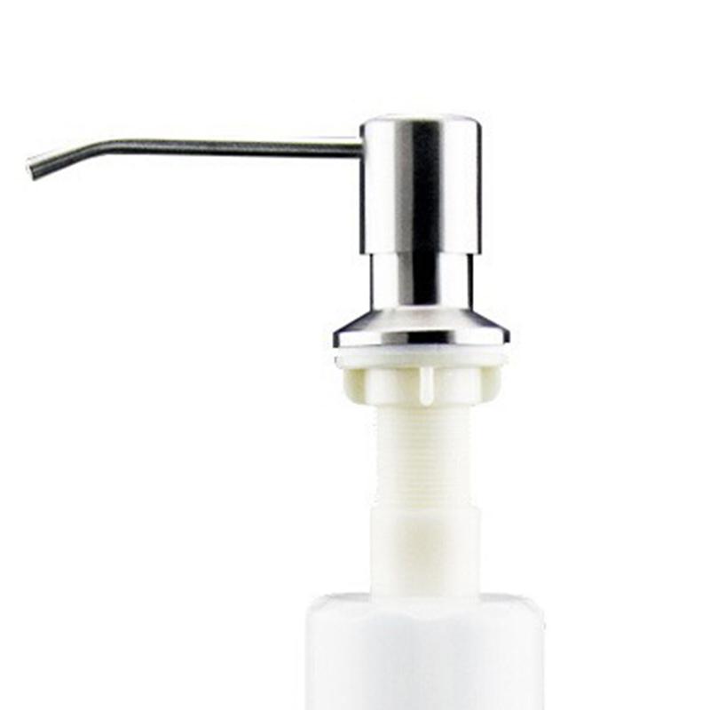 Pressed Soap Dispenser Plastic Bottle with 304 Stainless Steel Pump Head for Kitchen Sink Silver