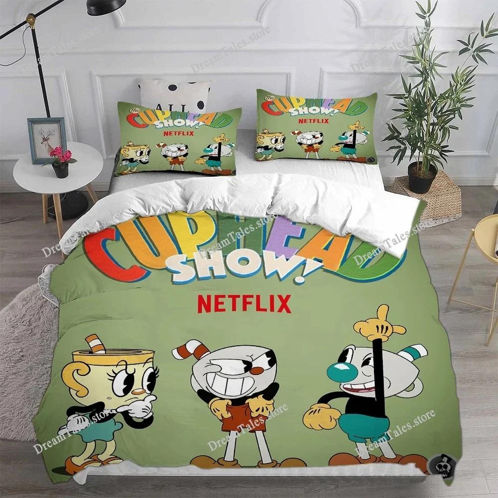 Cute Cartoon Game Cuphead Duvet Cover Pillowcase Bedding Set Adult Boy Girl Bedroom Decoration Children Gift Single Double Large