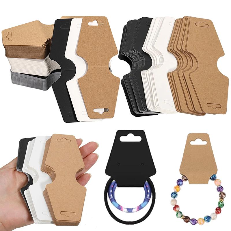100 pièces/lot Cartes d'affichage pliables Papier Kraft Étiquettes d'emballage Carton pour Bracelets Colliers Bijoux DIY TMZ