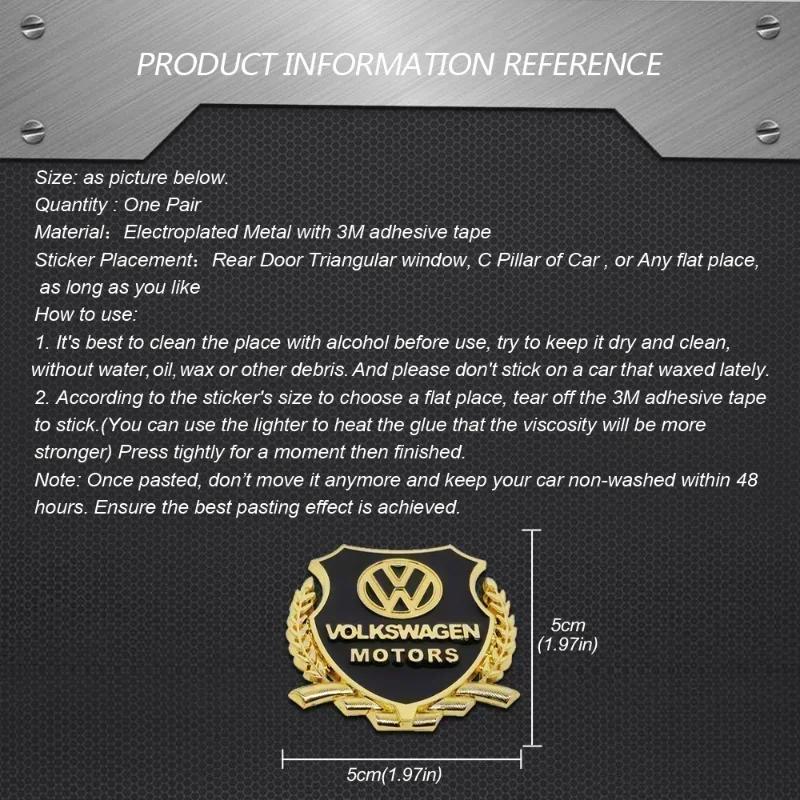 Для VOLKSWAGEN VW 2 шт. Наклейка для Volkswagen Golf MK4 MK6 MK7 Jetta Touareg Beetle Passat Polo Tiguan CC Наклейка на кузов автомобіля Металева E