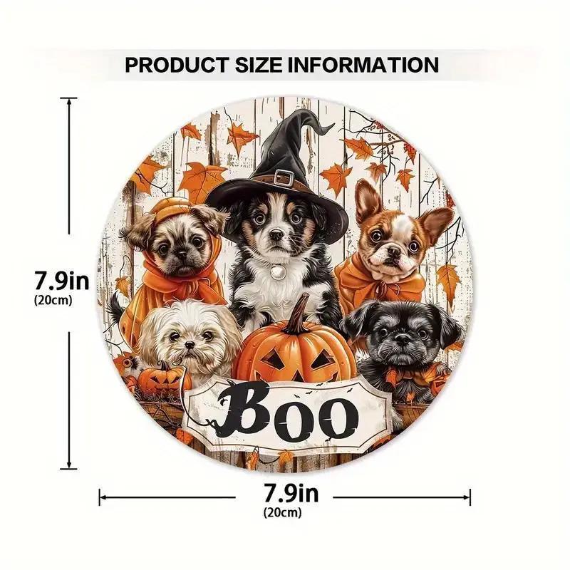 Pumpkin Wood Sign: Halloween Round Craft Door Pendant