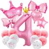 Princess 3rd 4rd 5rd Birthday Party Decorations 40 Inch Large Pink Crown 3 Balloon Girls’ Princess Decorations Party Supplies
