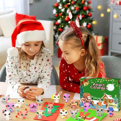 24-Tage Weihnachts-Adventskalender Countdown-Box mit Sammelfiguren-Ornamenten Multifunktionale Weihnachtsdekoration für Kinder
