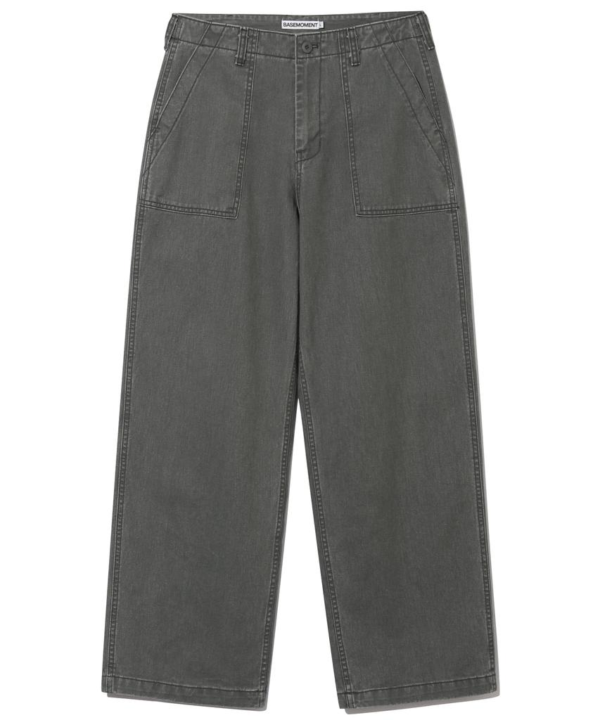BASEMOMENT Washed Fatigue Work Pants Cement Gray