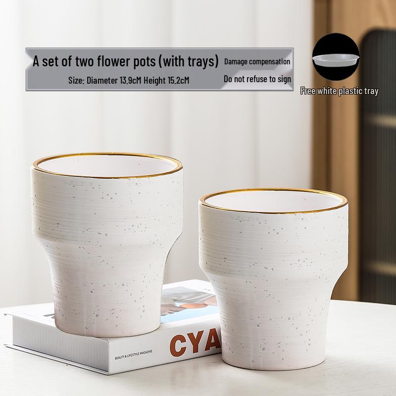 Nordic High-Leg Ceramic Orchid Pot: Durable, Artistic for Home or Balcony Use