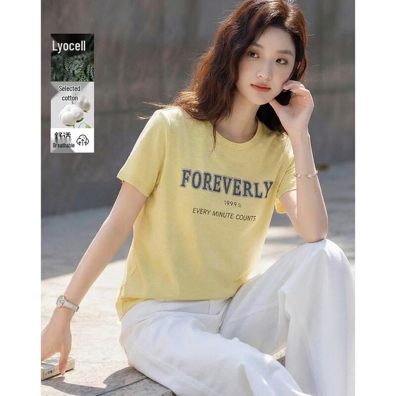Women s Lyocell-Blend Letter Print T-Shirt L