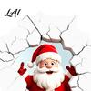 Realistic Christmas Glass Clings 3D Santa Claus Wall Sticker Breaking Decal for Holiday Decoration Easy to Apply Window Stickers Waterproof PVC Art