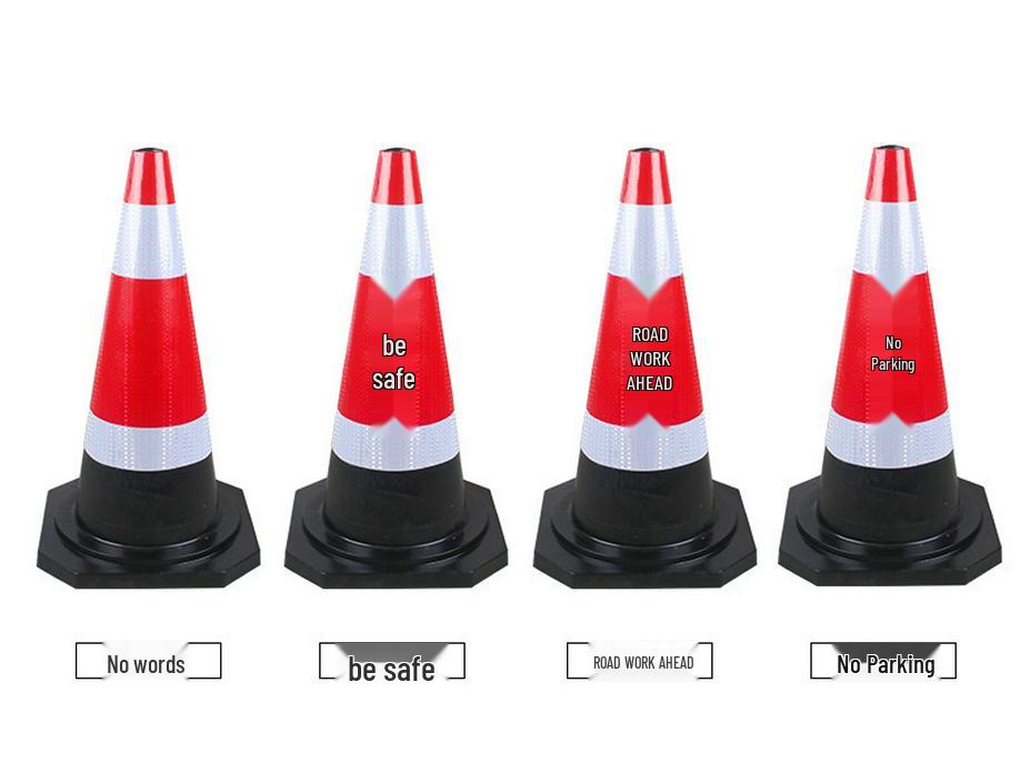 70cm Reflective Rubber Safety Cone - High-Speed Traffic Warning & Isolation Barrier