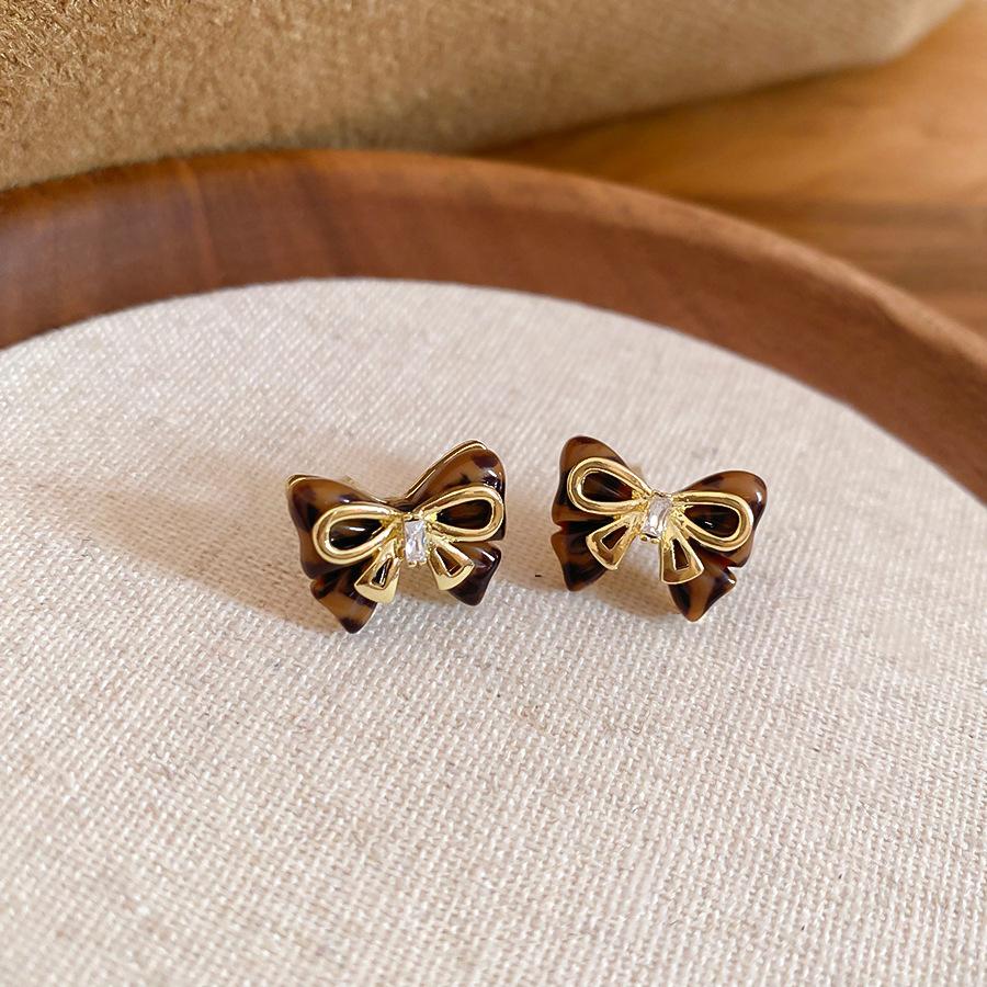 Серьги-бантики с бриллиантами Повседневные Простые Личность Мода Темперамент Универсальные Серьги Серьги