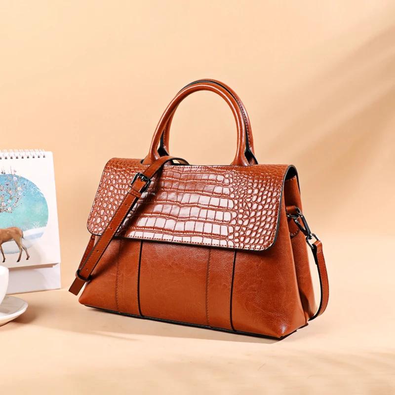 Women's Genuine Leather Bag Feminine Crossbody Designer Luxurious Shoulder Bags for Ladies Large Capacity Retro Bag Casual