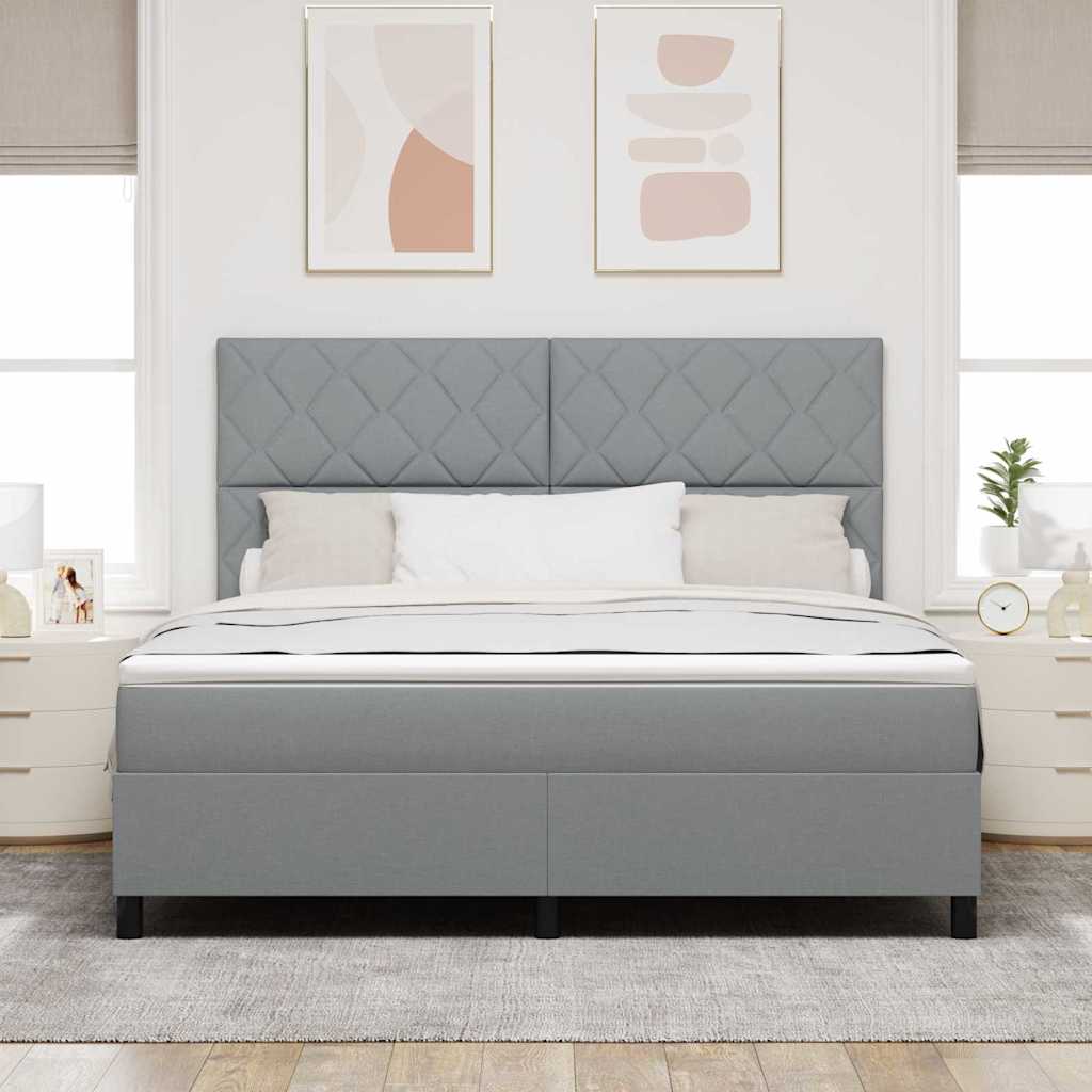 Box Spring Bed with Headboard Light Gray 180 x 200 cm Fabric