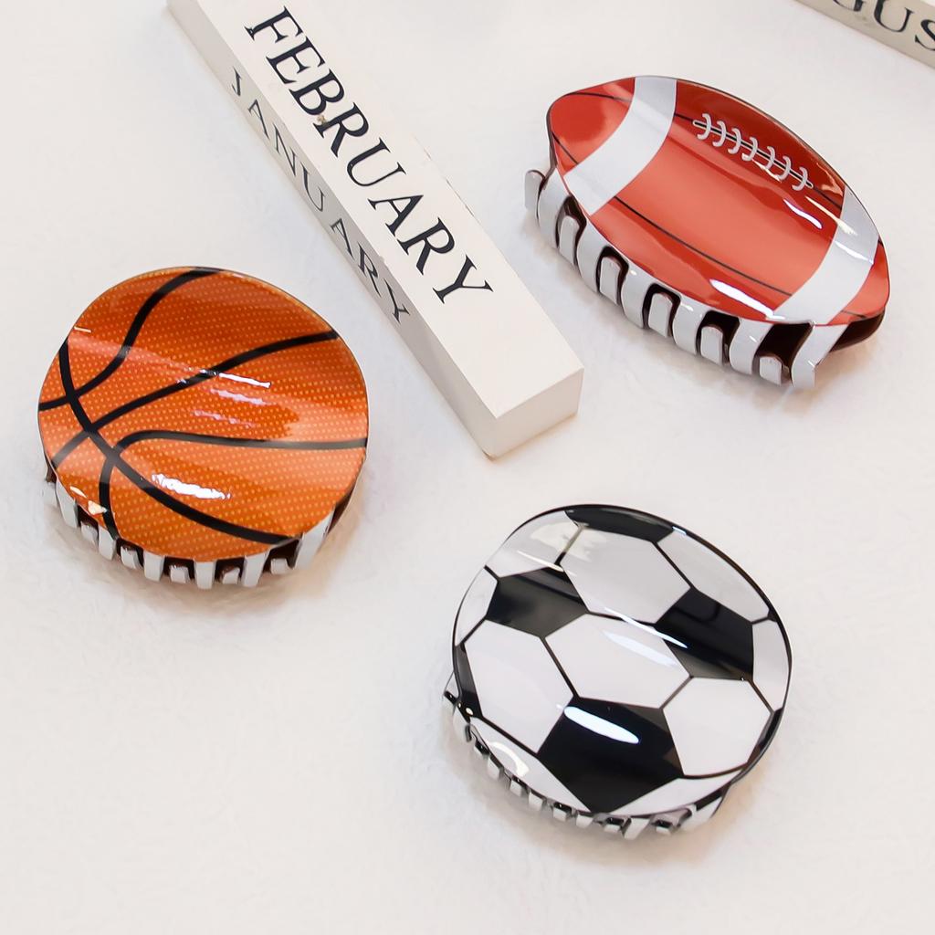 Y2K Acrylic Large Hair Clip Fashion Shark Clips Basketball Football Rugby Girls Hair Claw Hair Accessories for Women