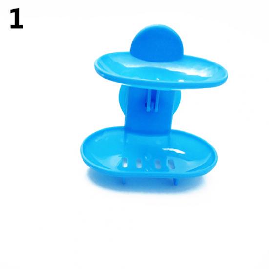 

Креативная двухслойная коробка для мыла, мыльница для ванной комнаты, держатель для присоски, контейнер синий