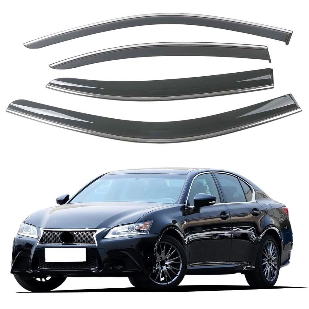 Lexus GS 12-20 Window Visors: Rain Guards, Wind Deflectors, Thickened with Bright Strips