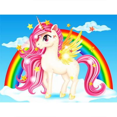 Diamentowe malowanie Crotoon Animal Unicorn Rękodzieło Diamentowa mozaika Pełny wyświetlacz Fantasy Diamentowy haft z koniem