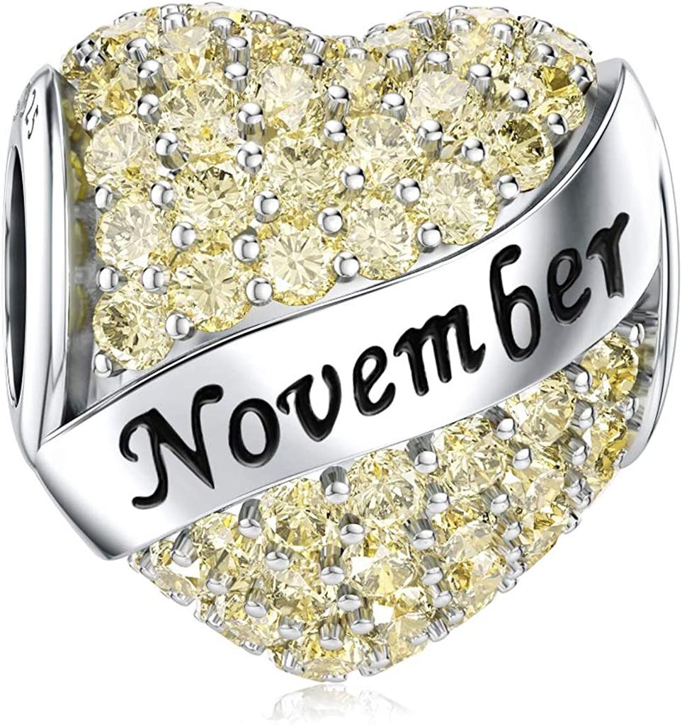 Authentic Copper Plated Twelve Month Birthstone Heart Eternity Decorative Charms Beads Pendant Charm Fit Original Fashion Bracelet For Women Jewelry