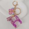 Purple Iridescent Resin Letter Keychain with Butterfly Tassel