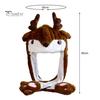 Christmas Santa Hat Ear Moving Jumping Hat Santa Claus Elk Snowman Snowflake Cosplay Hat Xmas Holiday Party Costume Photo Prop Gift