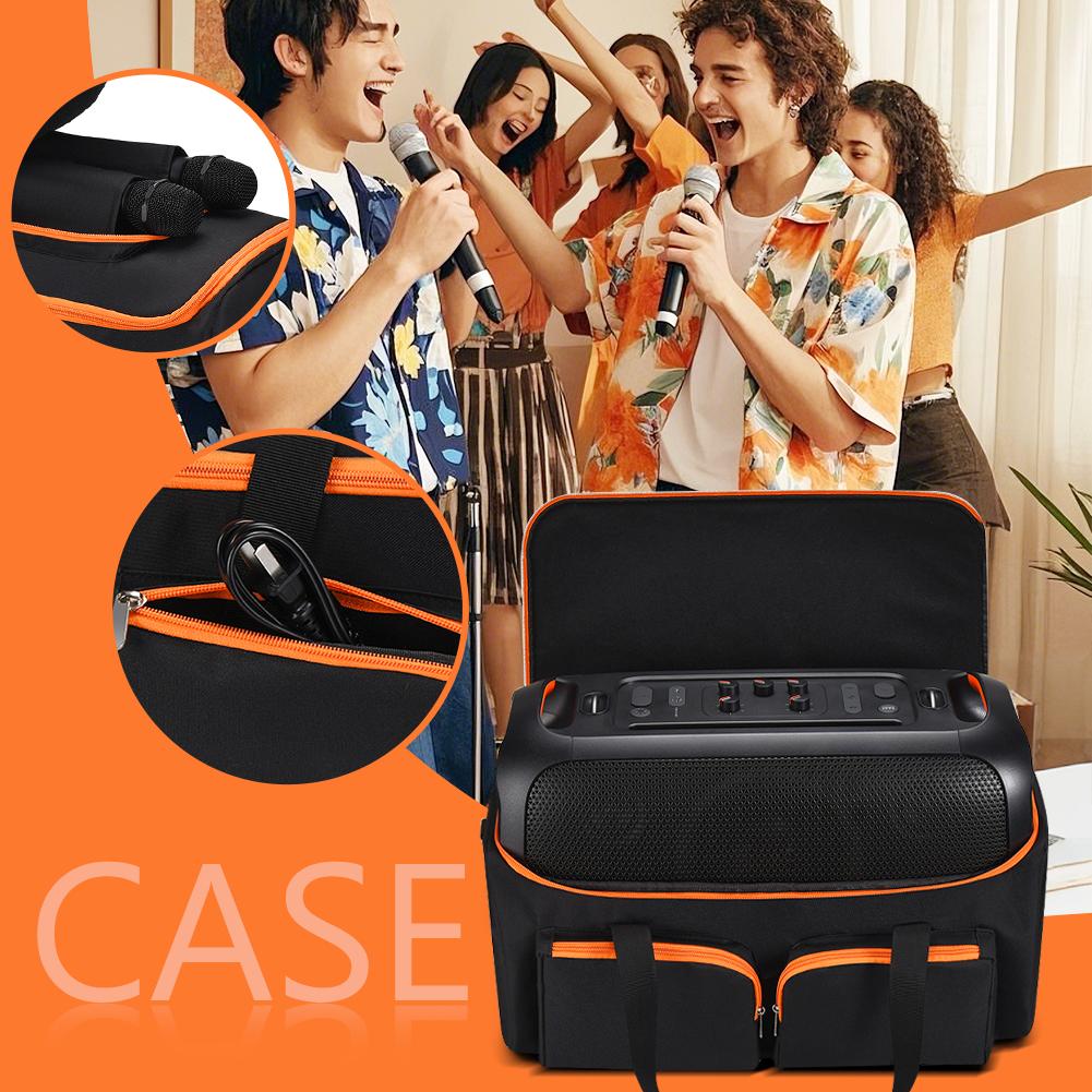 Outdoor Travel Case Large Capacity Speaker Carry Case Multi Pocket Portable Protective Case for JBL PartyBox On-The-Go Essential